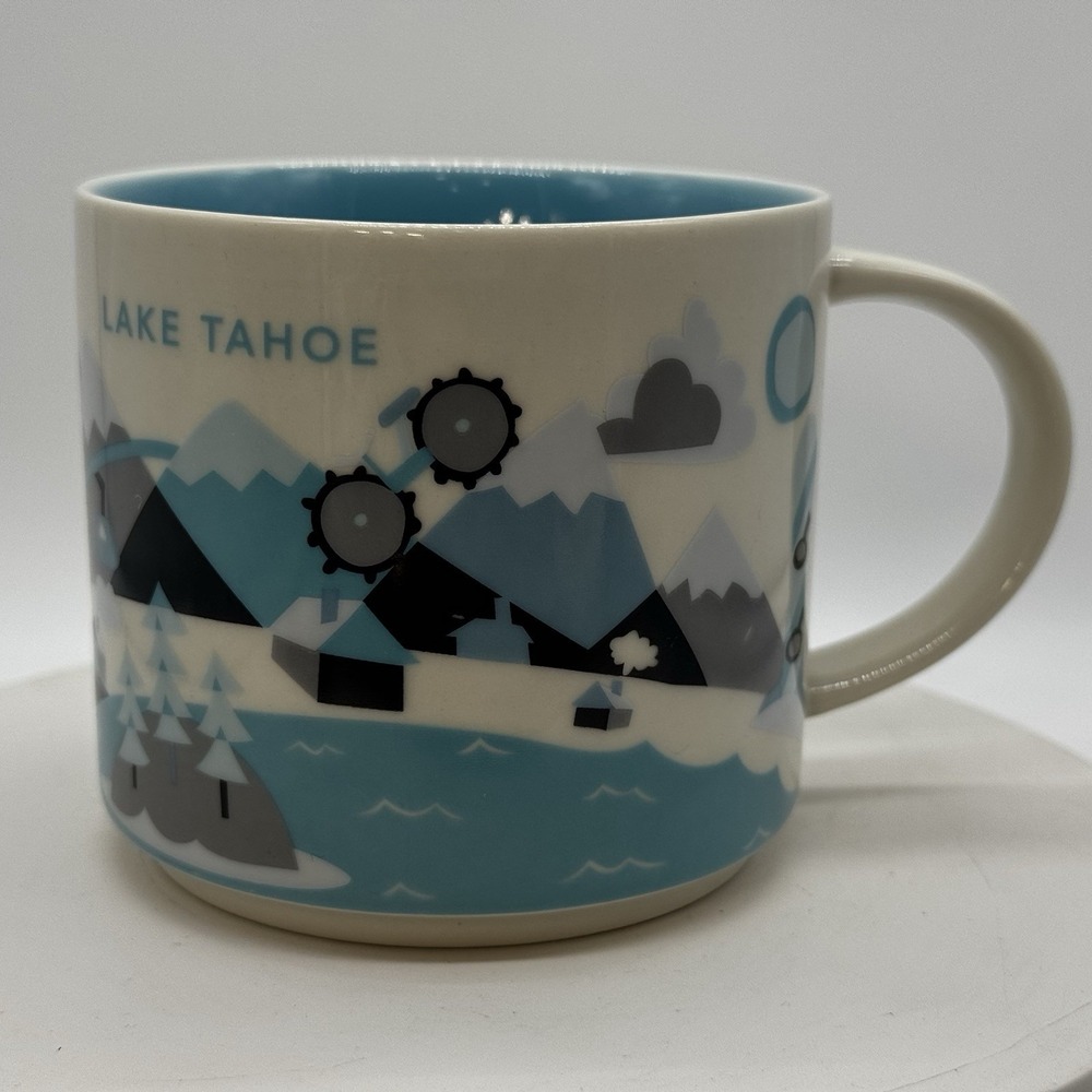 Starbucks You Are Here Collection Lake Tahoe Coffee Mug 14 oz Blue Interior 2015